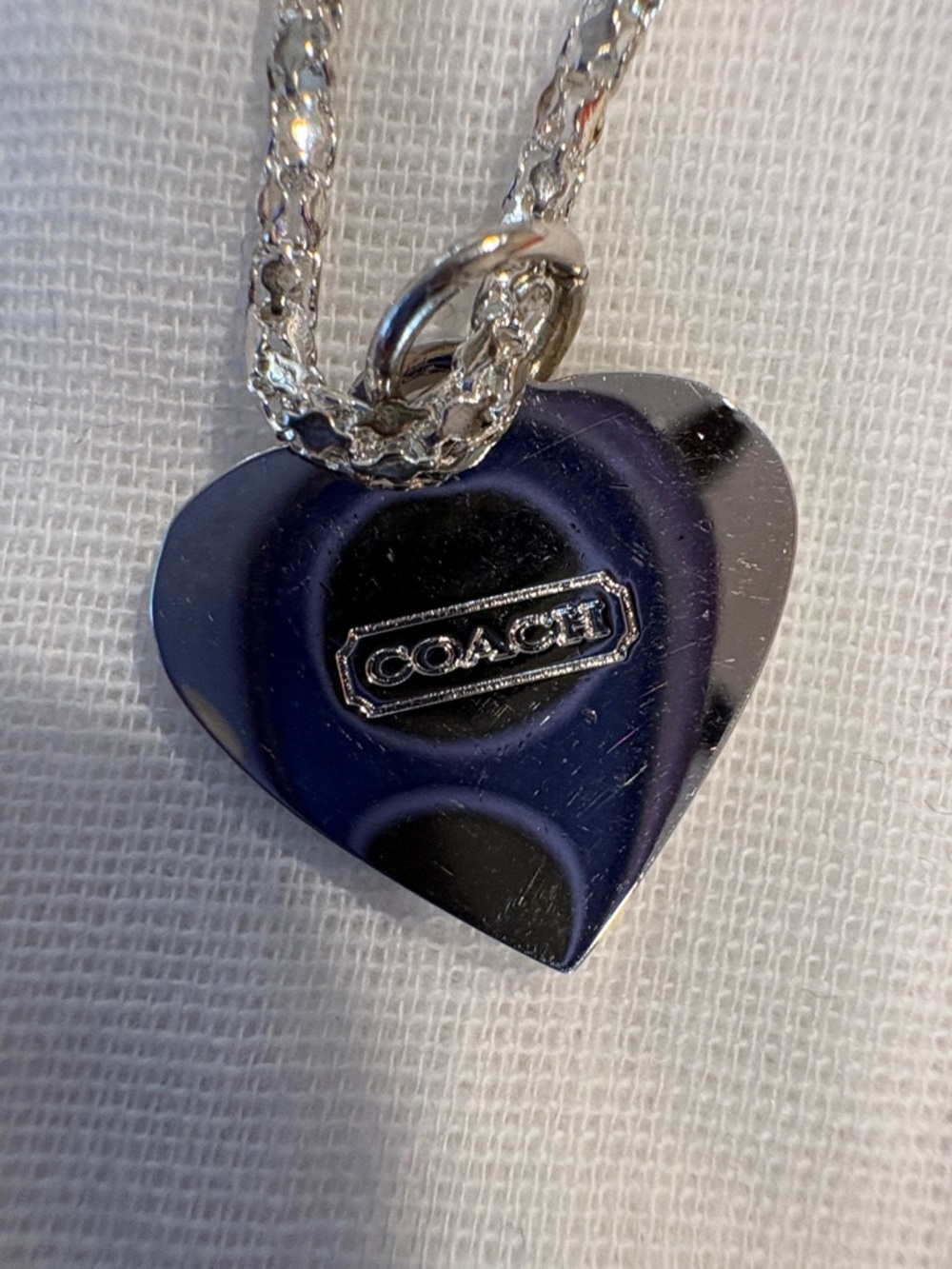Coach Pink Heart Pendant Necklace with Crystal Accent - Picture 3 of 5